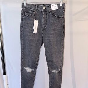 New Topshop Jamie Distressed Jeans In Black Size 28/30 US 6